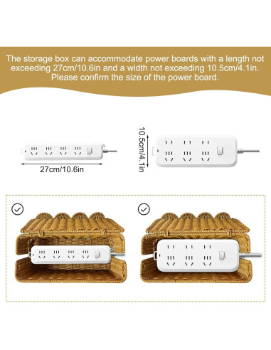 Caja Organizadora de Cables YEXEXINM 29.5x12.7cm Plástico Ratan