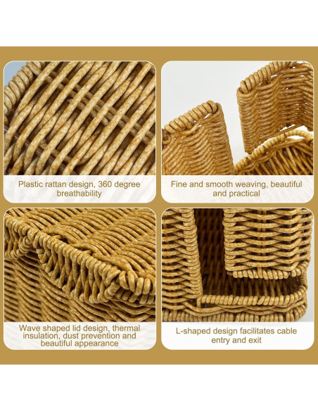 Caja Organizadora de Cables YEXEXINM 29.5x12.7cm Plástico Ratan Caja Organizadora de Cables YEXEXINM 29.5x12.7cm Plástico Ratan