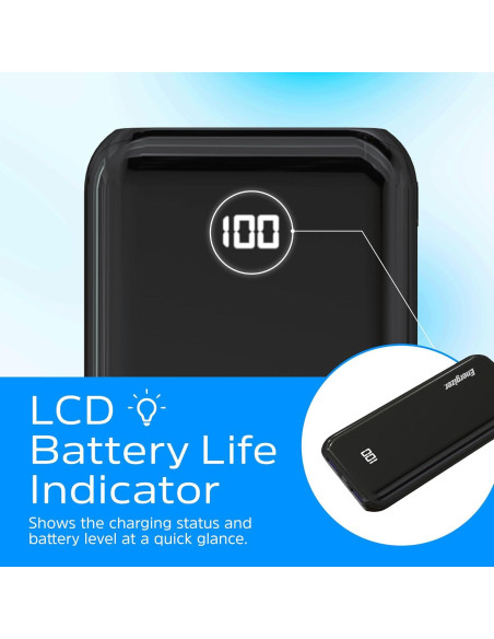 Cargador Portátil Energizer 10,000mAh USB-C y USB-A Carga Rápida Cargador Portátil Energizer 10,000mAh USB-C y USB-A Carga Rápida