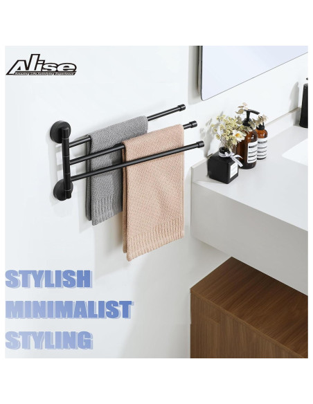 Soporte Giratorio para Toallas Alise 3 Brazos Acero Inoxidable Negro Mate Soporte Giratorio para Toallas Alise 3 Brazos Acero Inoxidable Negro Mate