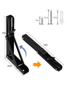Soportes de Estante Plegables AUTOHJ 20.32 cm 2 Pcs Metálico 2