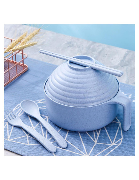 Juego de Tazones de Ramen para Microondas Genérico 1200ml Azul Juego de Tazones de Ramen para Microondas Genérico 1200ml Azul