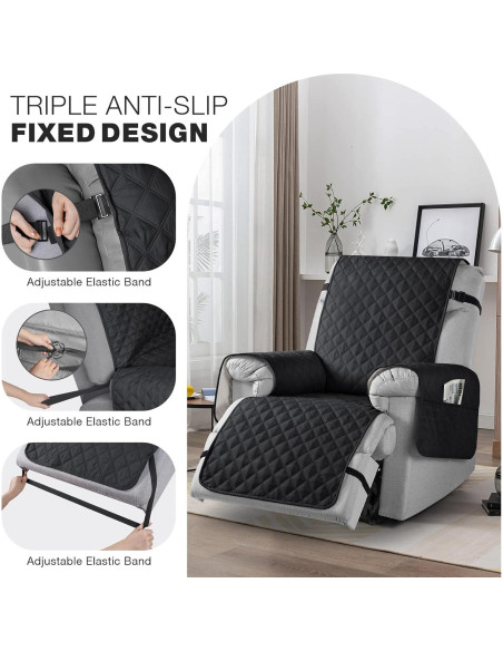 Funda Sillón Reclinable TAOCOCO Antideslizante 58cm Negro Funda Sillón Reclinable TAOCOCO Antideslizante 58cm Negro