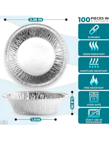 Moldes Desechables para Tartas de Huevo LEGLO 100 Pcs 7.37 cm