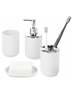 Juego de Accesorios de Baño RRM 4 Piezas Blanco Compacto
