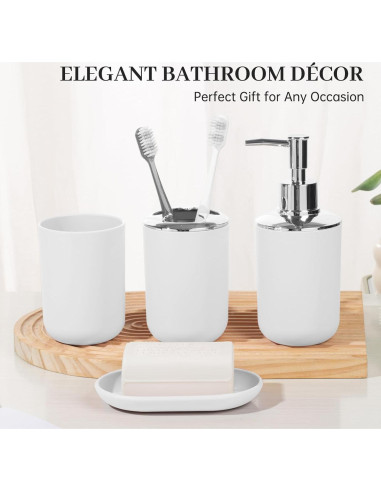 Juego de Accesorios de Baño RRM 4 Piezas Blanco Compacto
