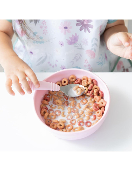 Juego de Cuchara y Tenedor Bumkins Rosa - Silicona y Acero Inoxidable Juego de Cuchara y Tenedor Bumkins Rosa - Silicona y Acero Inoxidable