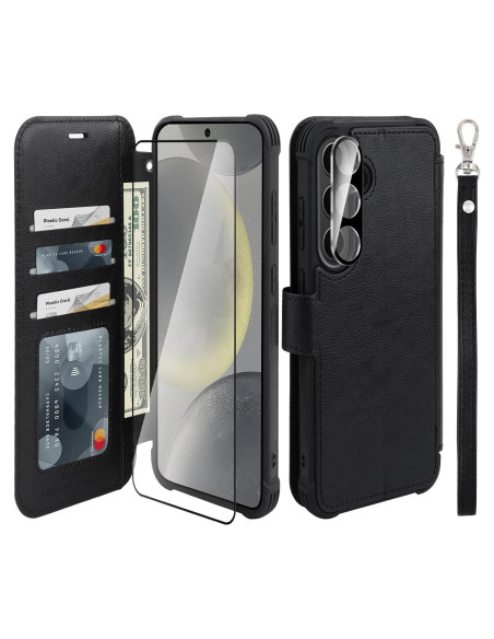 Funda de Cartera VANAVAGY para Samsung Galaxy S24 - Negro Funda de Cartera VANAVAGY para Samsung Galaxy S24 - Negro
