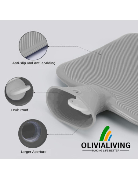 Botella de Agua Caliente OliviaLiving 2L con Funda Suave Botella de Agua Caliente OliviaLiving 2L con Funda Suave