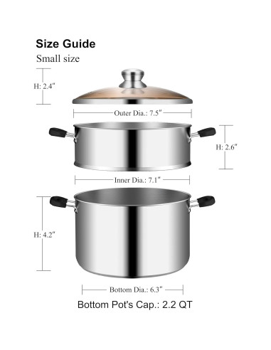 Olla de Vapor VENTION 2.1 QT Acero Inoxidable 18 cm Inducción