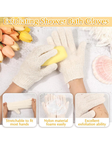 Juego de Guantes Exfoliantes Anezus y Toalla Beige 18.1x14.8cm Juego de Guantes Exfoliantes Anezus y Toalla Beige 18.1x14.8cm