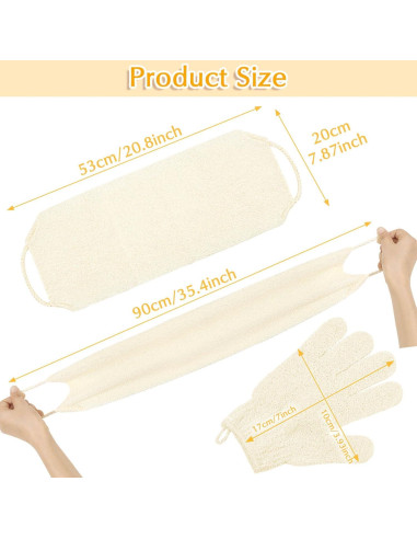 Juego de Guantes Exfoliantes Anezus y Toalla Beige 18.1x14.8cm