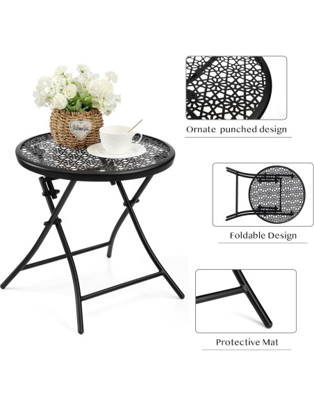 Mesa Lateral Plegable TeoKJ Redonda de Metal 45cm Negra Mesa Lateral Plegable TeoKJ Redonda de Metal 45cm Negra