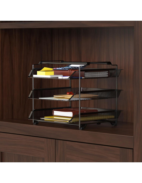 Organizador de Papel Apilable Deco Brothers 3 Niveles Negro Organizador de Papel Apilable Deco Brothers 3 Niveles Negro