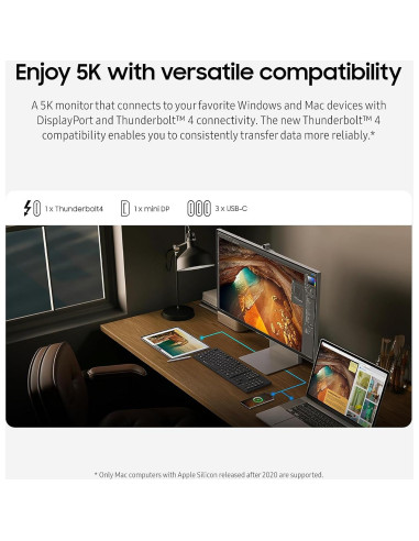 Monitor Samsung 27" ViewFinity S9 5K, Pantalla Mate, 4K, Thunderbolt