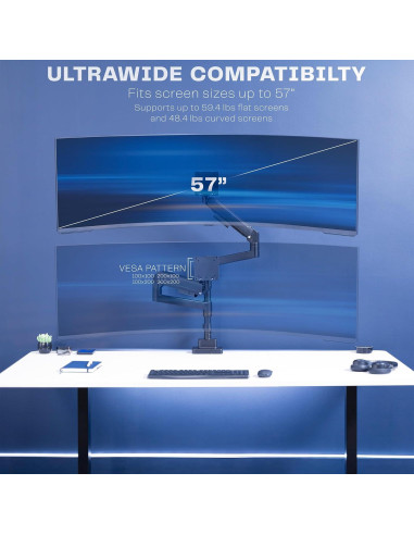 Soporte Doble para Monitores Ultrawide VIVO STAND-GT57T2 Negro