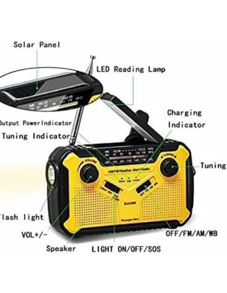 Radio de Emergencia Kaito KA369 AM/FM con Linterna LED y Cargador USB Radio de Emergencia Kaito KA369 AM/FM con Linterna LED y Cargador USB