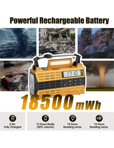 Radio Meteorológica de Emergencia Audiocrazy 5000mAh Solar AM/FM