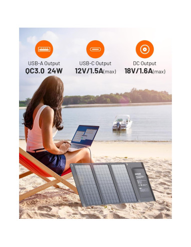Panel Solar GOODaaa 30W + Banco de Poder 45800mAh Inalámbrico