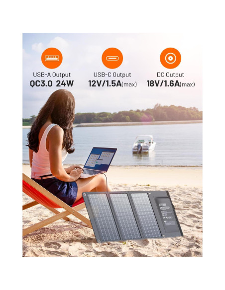 Panel Solar GOODaaa 30W + Banco de Poder 45800mAh Inalámbrico Panel Solar GOODaaa 30W + Banco de Poder 45800mAh Inalámbrico