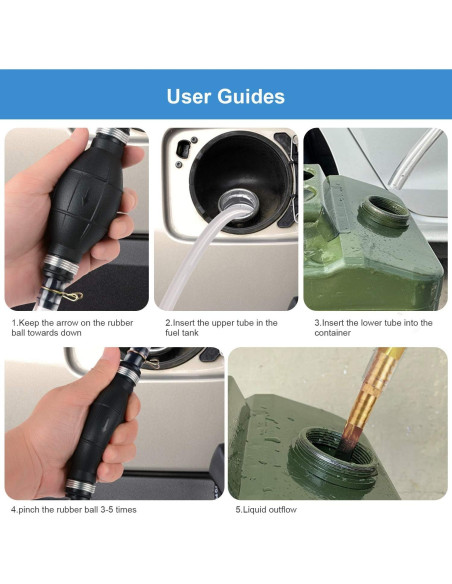Bomba de Sifón Manual BBjinronjy para Gasolina y Agua 2m Bomba de Sifón Manual BBjinronjy para Gasolina y Agua 2m