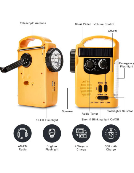 Linterna de Camping Hoshine LED Multifuncional con Radio y Cargador Linterna de Camping Hoshine LED Multifuncional con Radio y Cargador