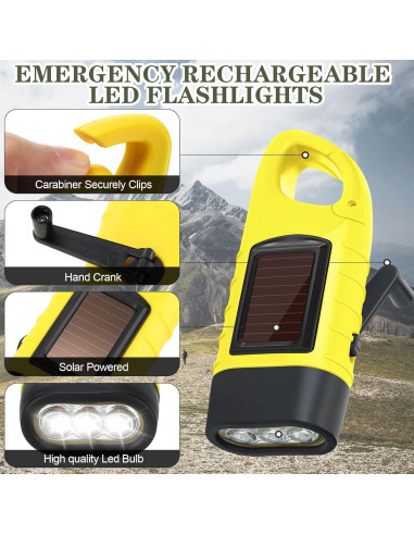 Linterna de Manivela Solar Leelosp 9 Piezas LED para Emergencias