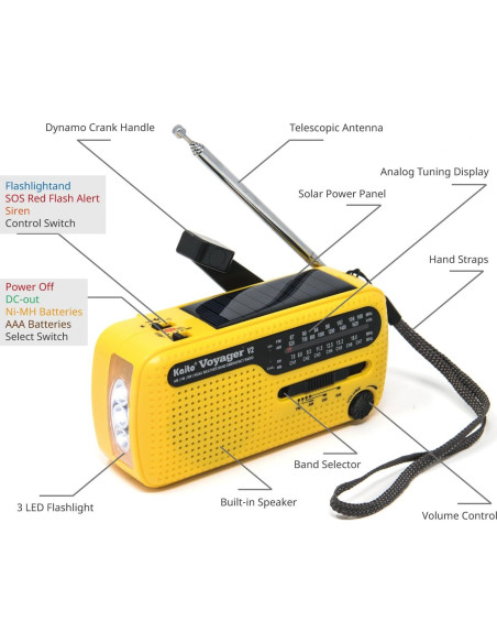 Radio de Emergencia Kaito V2 Solar/Manivela AM/FM NOAA Radio de Emergencia Kaito V2 Solar/Manivela AM/FM NOAA