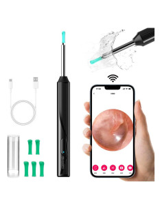 Limpiador de Oídos Aoriko con Cámara y Luz LED - Negro