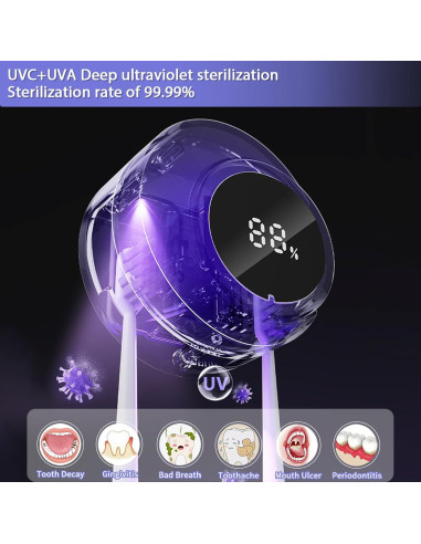 Soporte de Cepillo de Dientes Inteligente Wekity Negro 2 Compartimentos