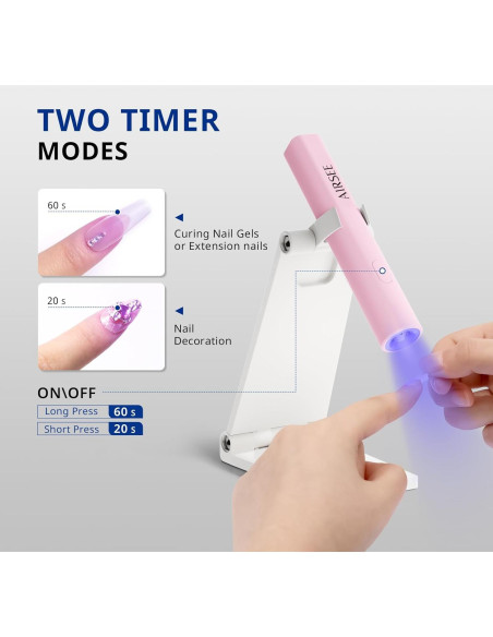 Luz UV Portátil AIRSEE Mini para Uñas de Gel Rosa 300mAh Luz UV Portátil AIRSEE Mini para Uñas de Gel Rosa 300mAh