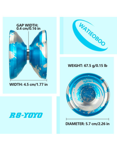 Yoyo WATIEOBOO R8 Profesional Doble Función Azul Plata