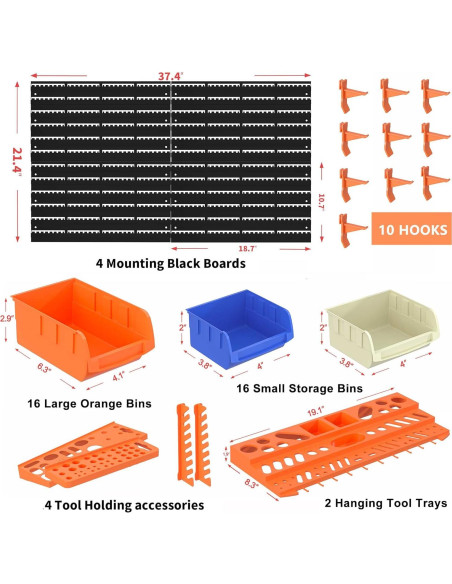 Organizador de Herramientas Montado en Pared 52PCS Reliancer Organizador de Herramientas Montado en Pared 52PCS Reliancer