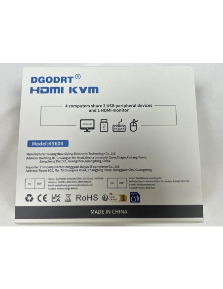 Conmutador KVM HDMI 4 Puertos DGODRT 4K@30Hz USB Conmutador KVM HDMI 4 Puertos DGODRT 4K@30Hz USB