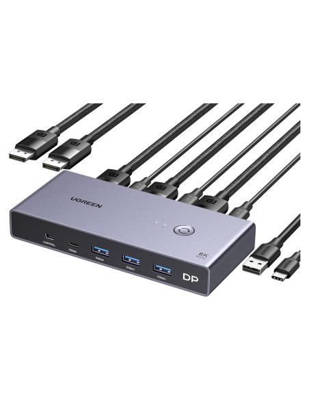 Interruptor KVM UGREEN DisplayPort 8K 2 en 1 con 4 USB 3.0 Interruptor KVM UGREEN DisplayPort 8K 2 en 1 con 4 USB 3.0