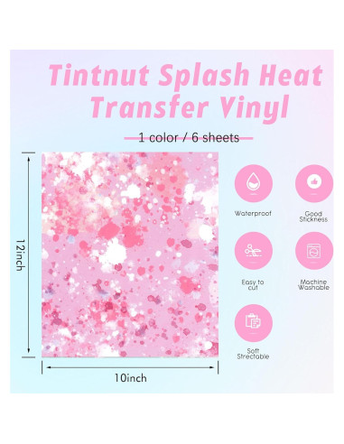 Vinilo de Transferencia de Calor Tintnut Rosa 6 Hojas 30x25cm