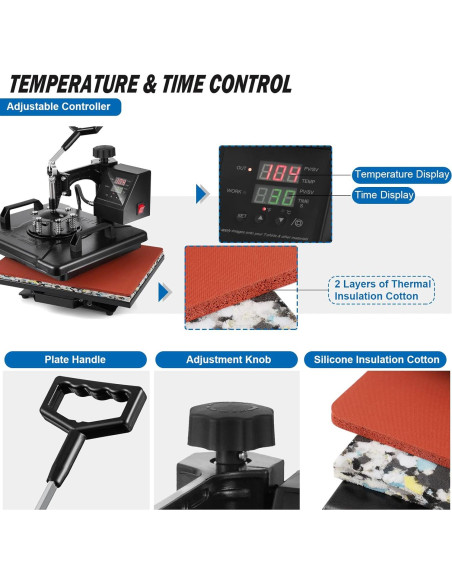 Máquina de Prensa de Calor 8 en 1 Topdeep 30x38 cm Máquina de Prensa de Calor 8 en 1 Topdeep 30x38 cm