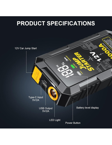 Arrancador de Batería Portátil fmooostore PS-212 4000A 12V