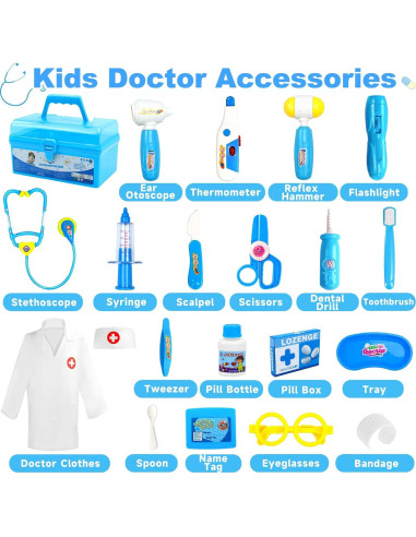 Kit de Doctor Fajiabao para Niños 3-5 Años con Estetoscopio