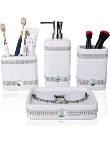 Juego de Accesorios de Baño Cerámica CAA'S 4 Piezas Blanco