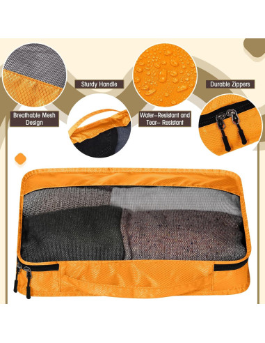 5 Cubos de Empaque Bulyoou para Maleta L Albaricoque 44x33x8cm