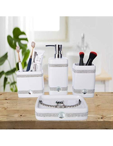 Juego de Accesorios de Baño Cerámica CAA'S 4 Piezas Blanco