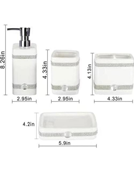 Juego de Accesorios de Baño Cerámica CAA'S 4 Piezas Blanco Juego de Accesorios de Baño Cerámica CAA'S 4 Piezas Blanco