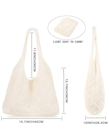 Bolsa de Playa de Crochet COOKOOKY Mediana A-beige