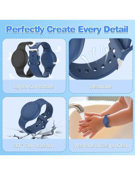 Paquete de 4 Pulseras y Soportes KAMIGUO para AirTag Niños Paquete de 4 Pulseras y Soportes KAMIGUO para AirTag Niños