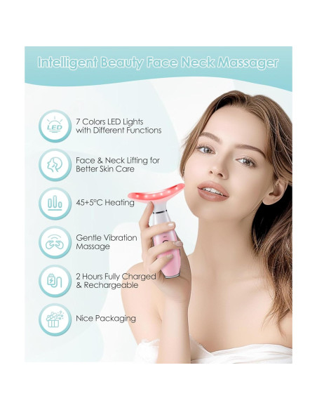 Masajeador Facial Rosa Aozemei 7 Colores con Calor Masajeador Facial Rosa Aozemei 7 Colores con Calor