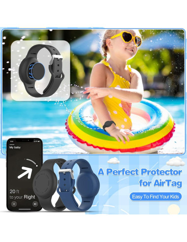 Paquete de 4 Pulseras y Soportes KAMIGUO para AirTag Niños