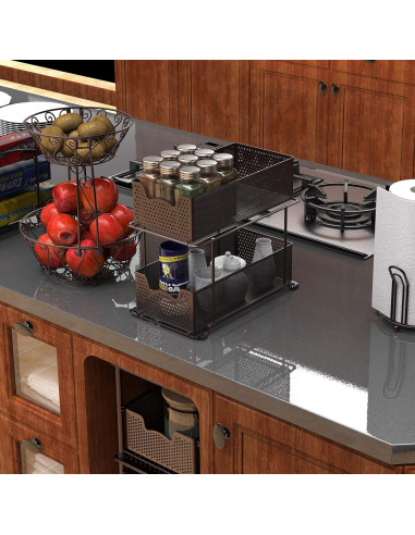 Organizador de Cajones Deslizante Simple Houseware 2 Niveles Bronce