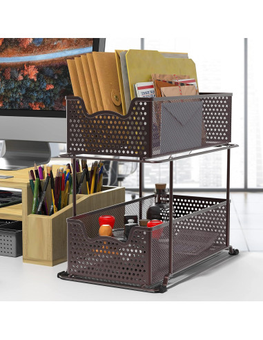 Organizador de Cajones Deslizante Simple Houseware 2 Niveles Bronce