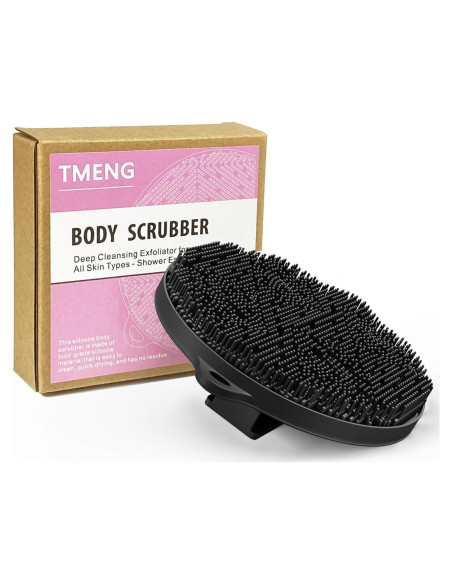 Esfregador de Cuerpo de Silicona Tmeng - Cepillo de Ducha Negro Esfregador de Cuerpo de Silicona Tmeng - Cepillo de Ducha Negro